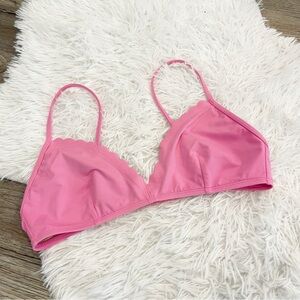 J. Crew Scalloped Bikini Top Medium Pink Barbie Coquette